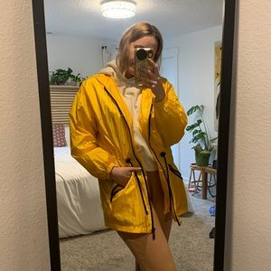 Amazing Vintage Rain Essentials Goldenrod Midi Windbreaker Raincoat